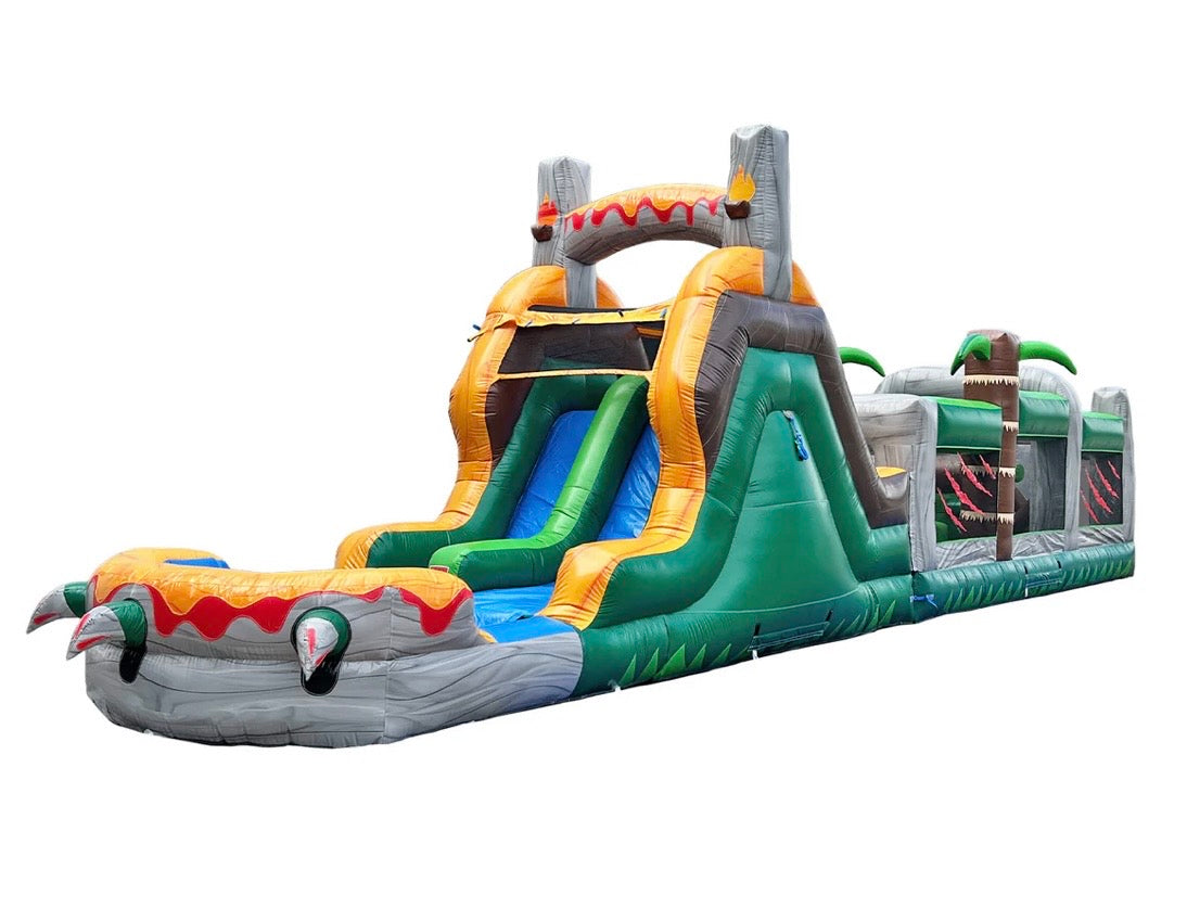 42ft Jurassic Lava Run Obstacle Course with Slide
