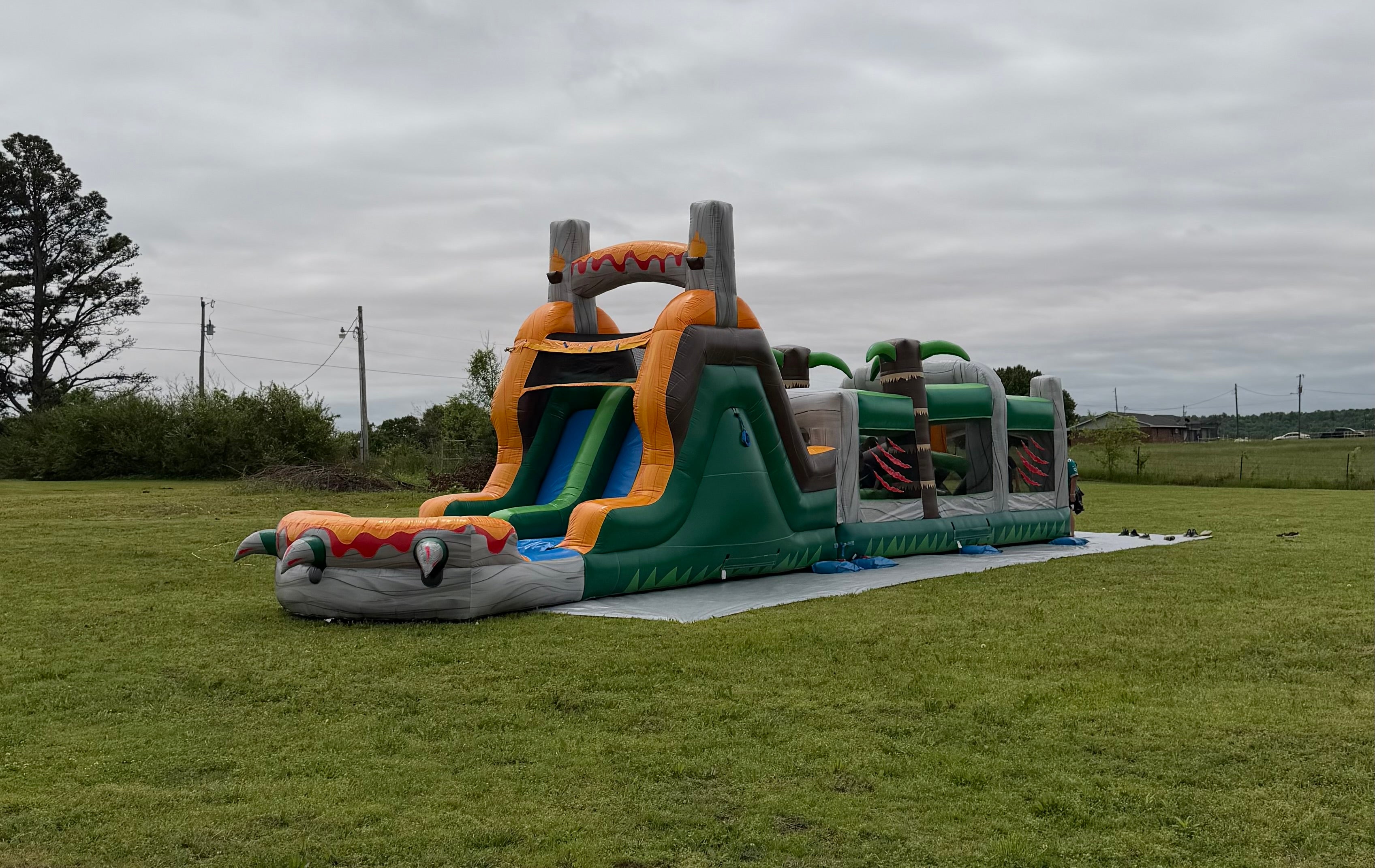 42ft Jurassic Lava Run Wet/Dry Obstacle Course with Slide