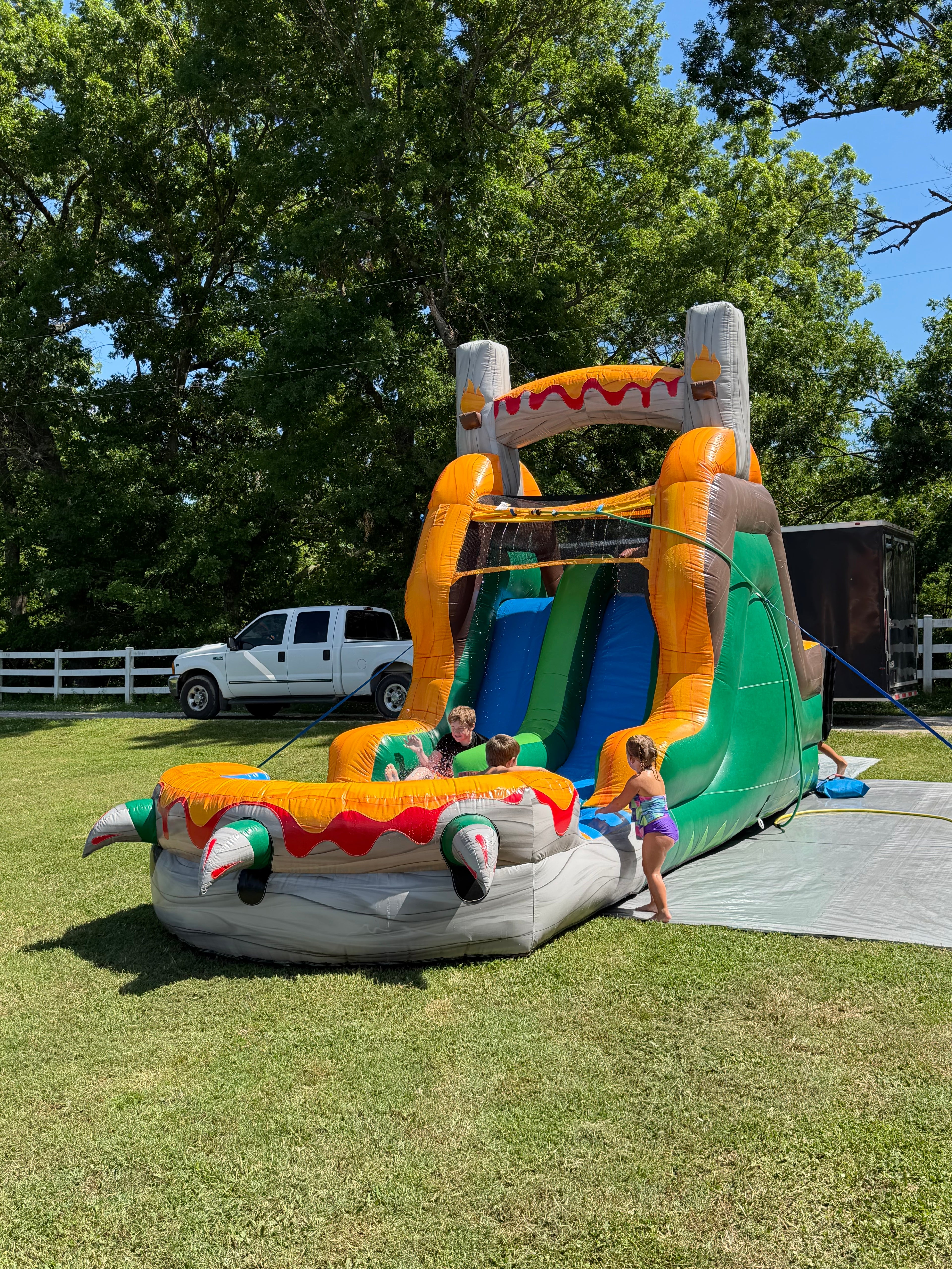 42ft Jurassic Lava Run Wet/Dry Obstacle Course with Slide