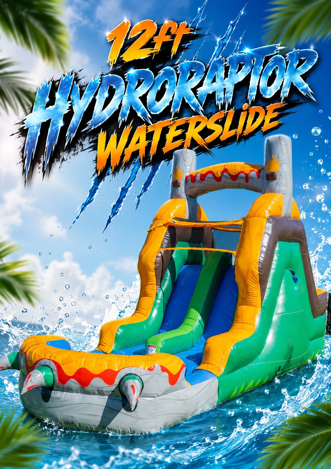 42ft Jurassic Lava Run Wet/Dry Obstacle Course with Slide