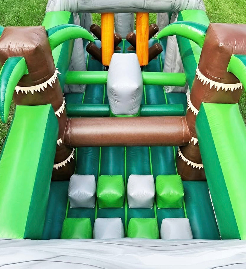 42ft Jurassic Lava Run Wet/Dry Obstacle Course with Slide